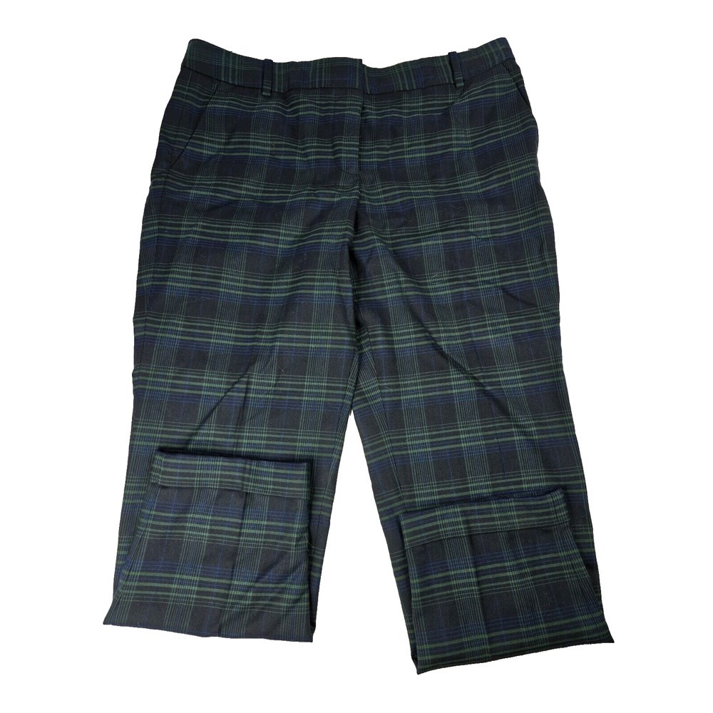 J.Crew Cafe Capri Wool Pants Women's Sz 10 Tartan Plaid 34x26 Office Work